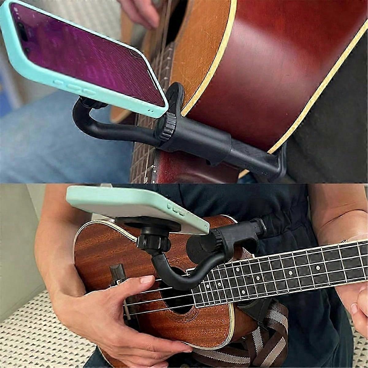 Guitar Phone Holder, Adjustable Guitar Stand, Guitar Phone Holder Mount for Live Streaming Teaching