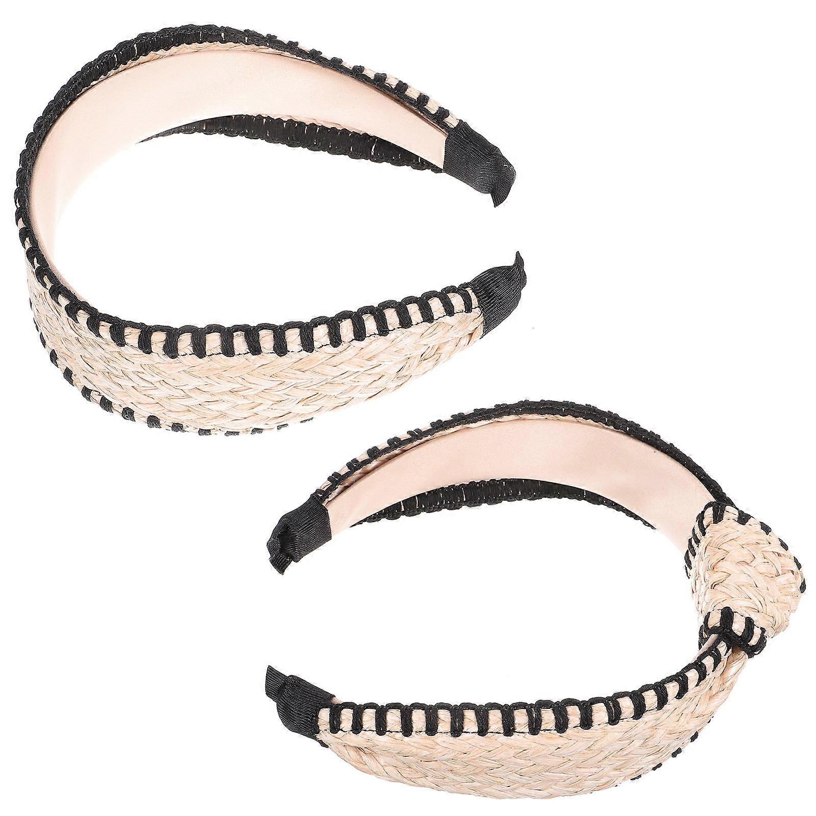 Woven Headband Wide Braided Headbands for Decor 8Pcs Black Polyester