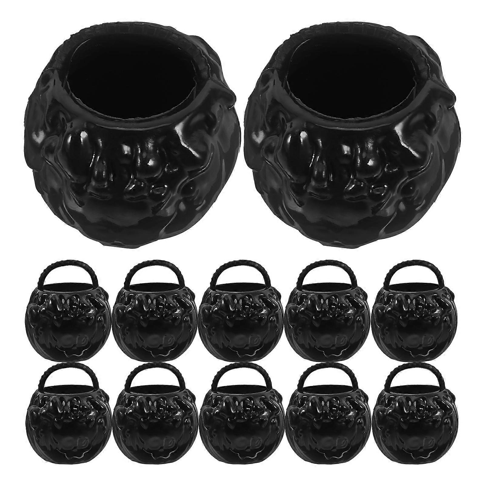 Plastic Mini Cauldron Pot for Party Decoration 60Pcs Black