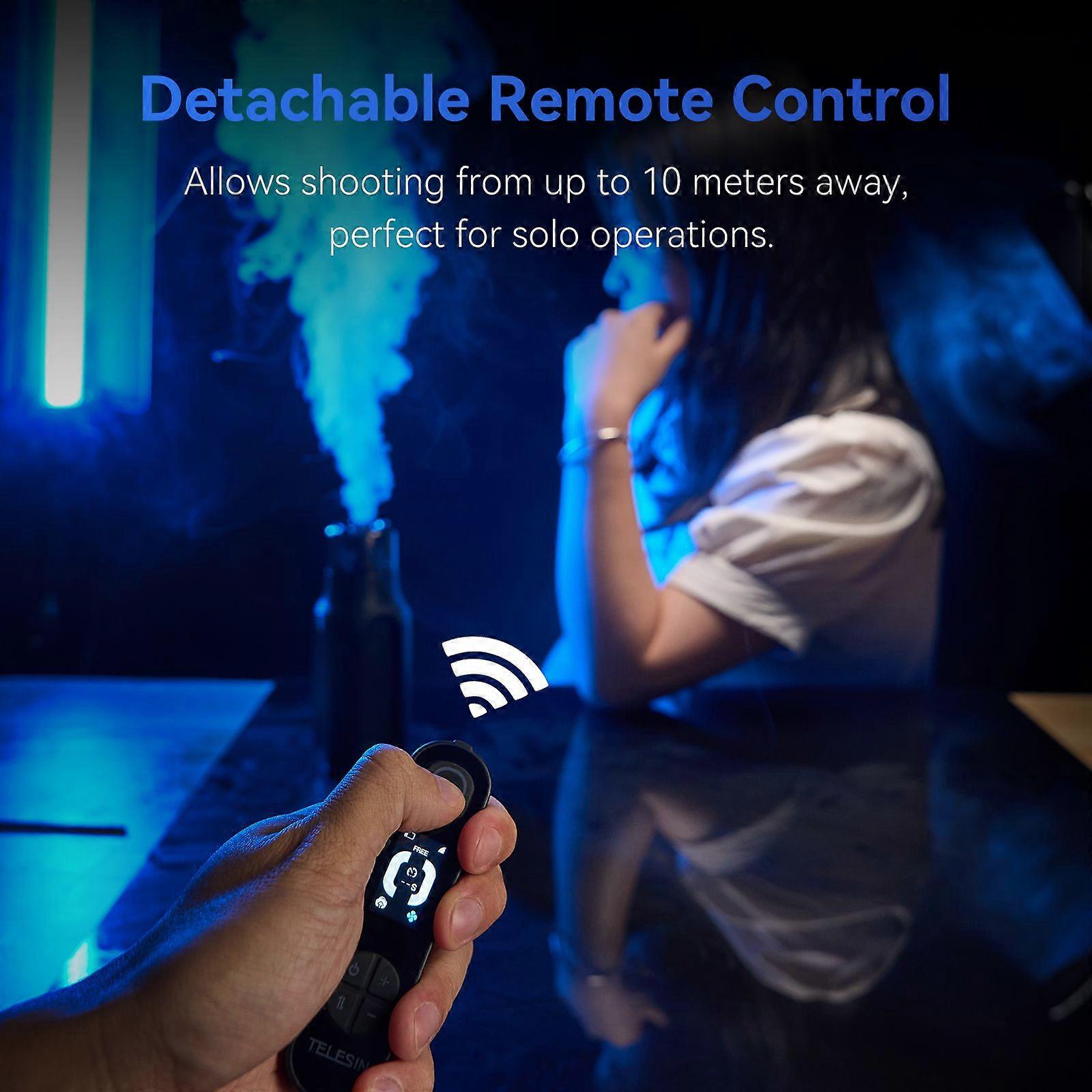 TELESIN Portable Fog Machine 3 Modes Built-in Battery with Detachable Remote Control Storage Bag for Portrait Wedding Product Photography Video Festiv