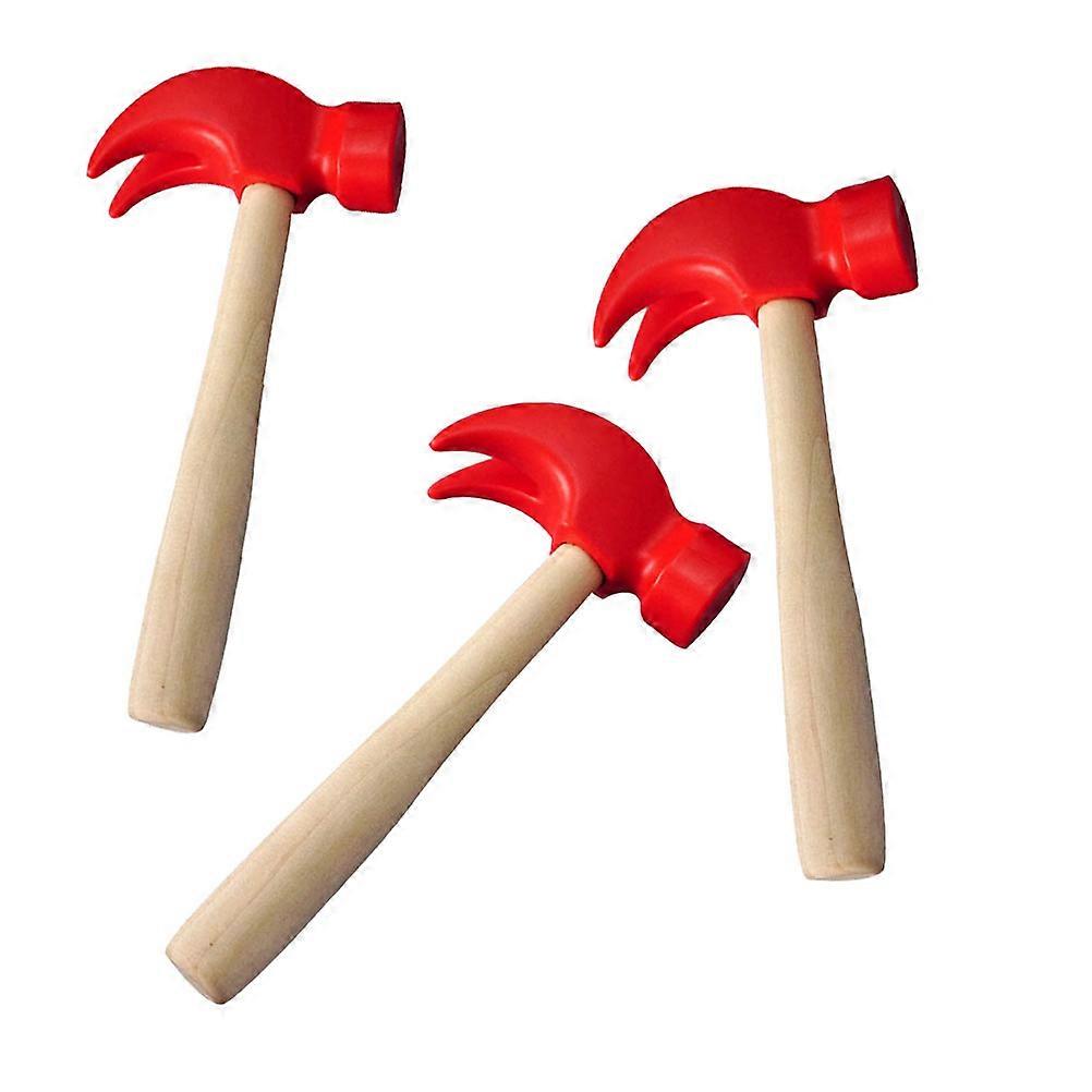 Kids Toy Hammer For Maintenance Simulation Activity In Red Simple Design Enhances Hand-Eye Coordination With 3Pcs Set For Boys And Girls