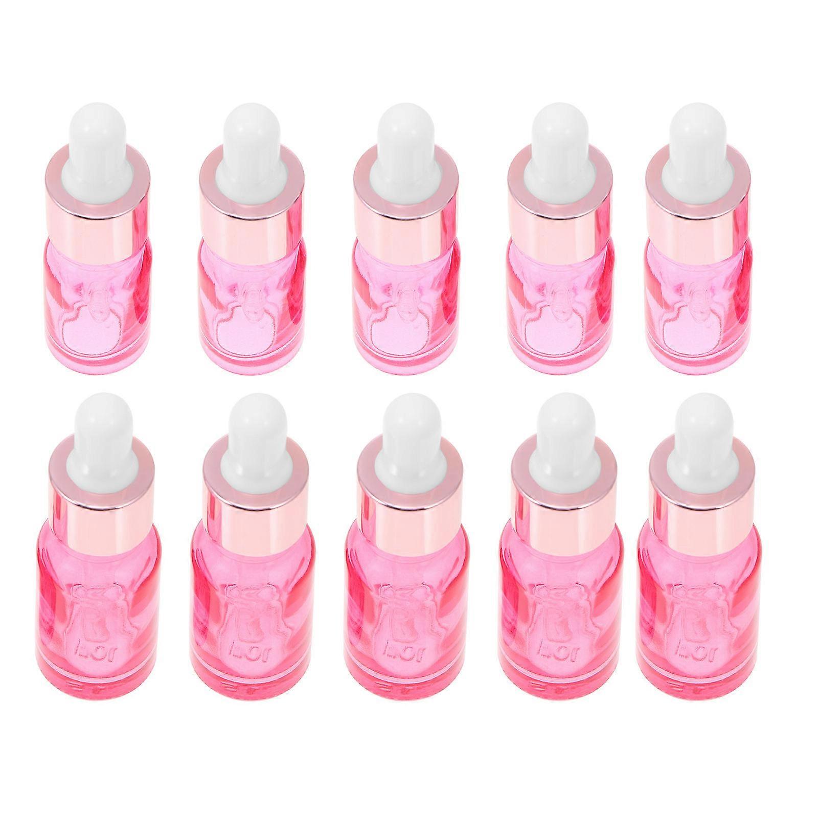 Empty Bottle Essential Oil Bottles Aromatherapy Laboratory Pink Glass Refillable 10Pcs