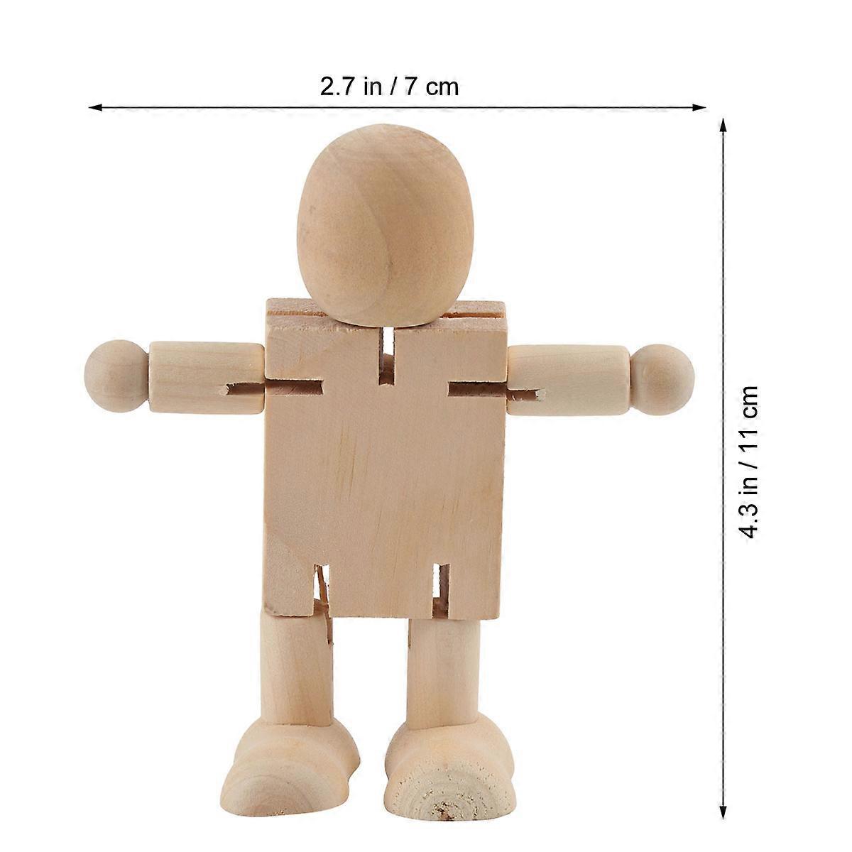Wooden Robot DIY Peg Dolls for Decoration 5Pcs Set
