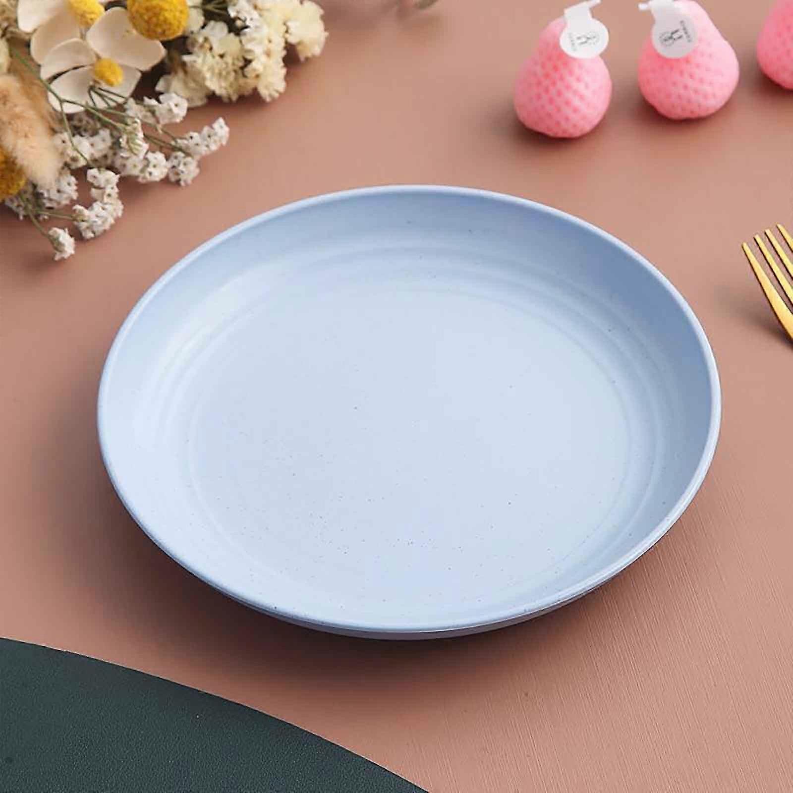 YOLOKE Small Appetizer Plates Wheat Straw Plates - Mini Plastic Plates Reusable, Unbreakable Microwave Safe Plates for Kitchen(Gray)