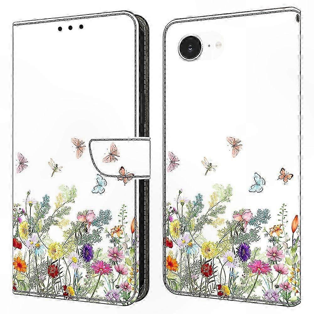 16e Leather Case with Pattern Printing, Wallet Stand, Flip Cover