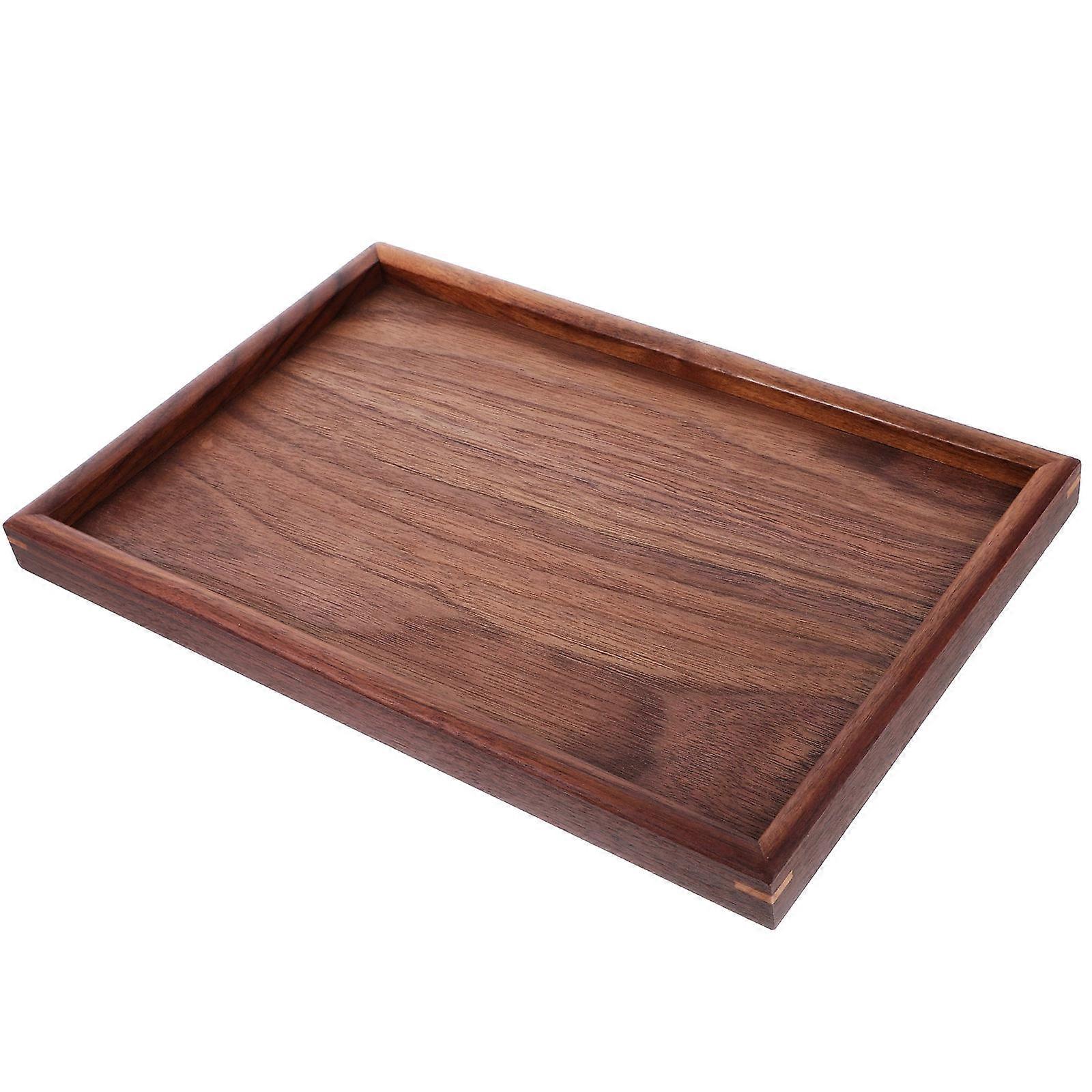 Brown Wood Plate Bathroom Vanity Tray for Storage 5Pcs Rectangular Holder