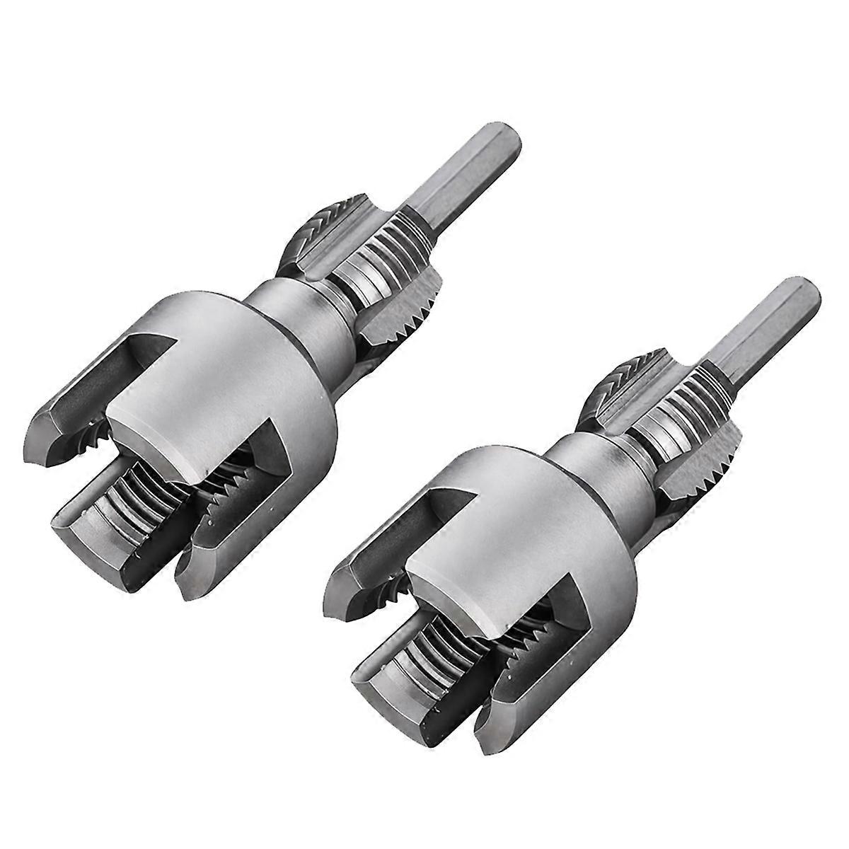 Integrated Internal & External Pipe Threading Tool, Electric Drill Compatible Pvc Pipe Threader Kit, 1/2inch+3/4inch