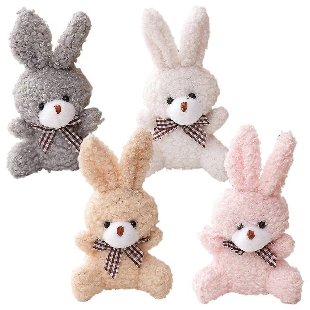 Stuffed Animal Bunny Mini Plush Hanging Keychain Pendant for Everyday Use Travel Easter Celebration Made of Pp Cotton Short Plush Zinc Alloy 4Pcs