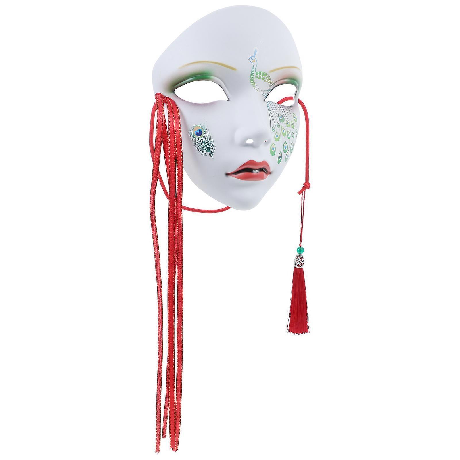 Elegant Decorative Chinese Style Mask Suitable For Adults During Halloween And Christmas With Tassel 3Pcs