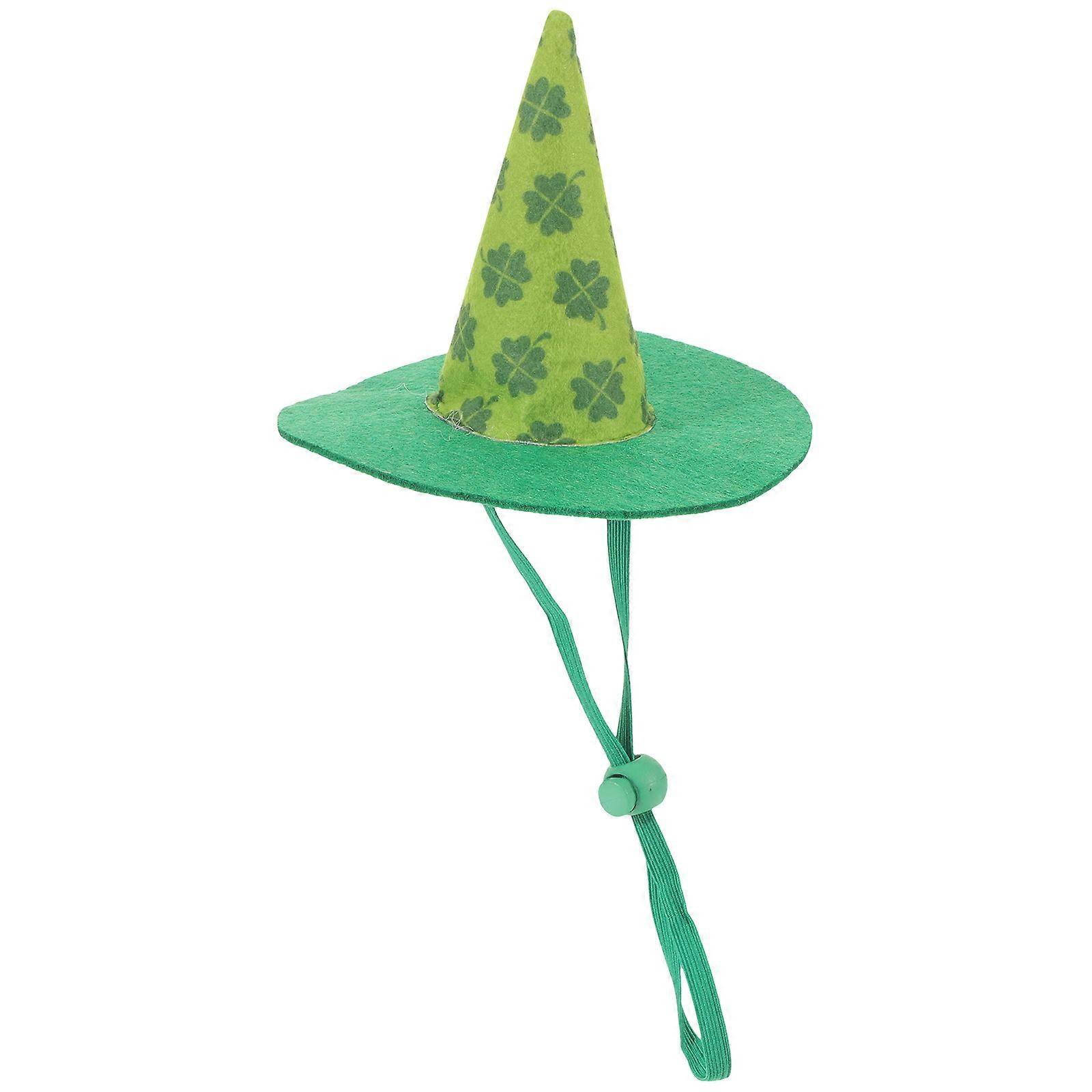 Adorable Green Hat For Small Pets Designed As Photo Prop For St Patrick's Day With Adjustable Features To Fit Cats And Small Dogs 4Pcs