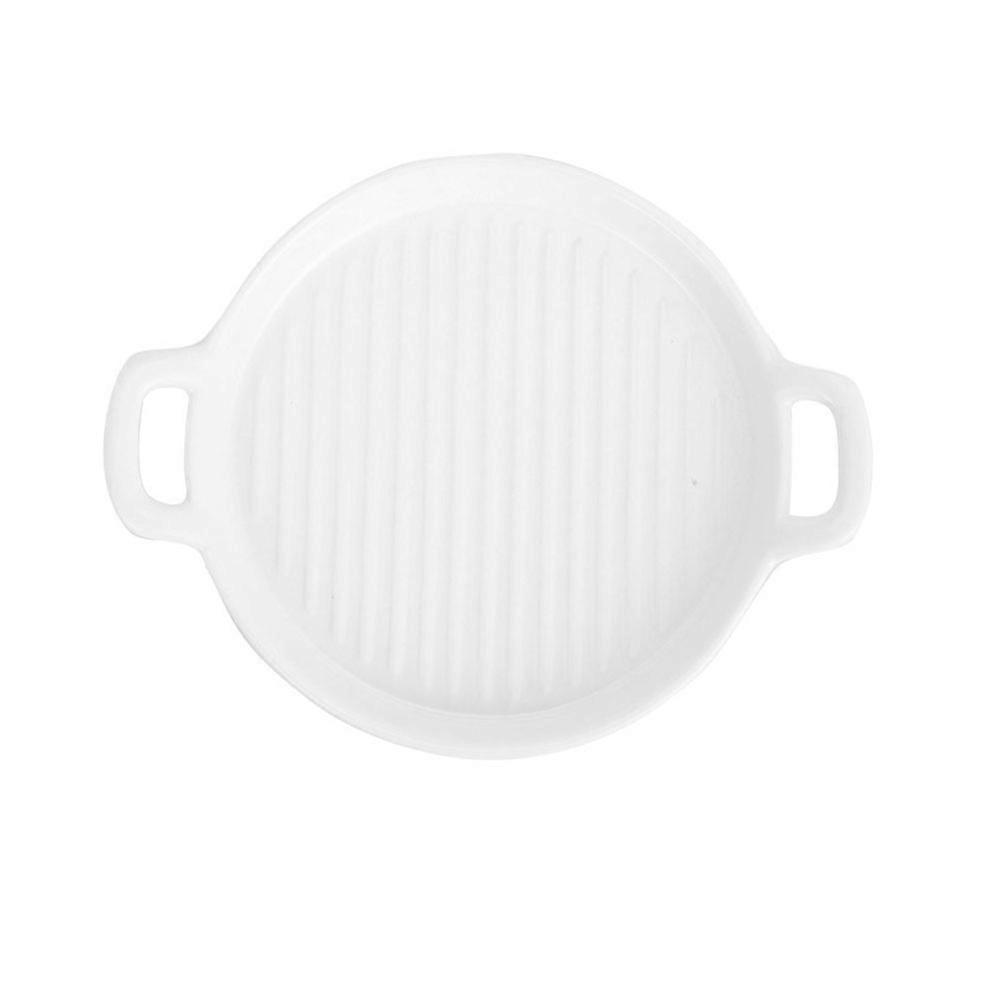 Household Ceramic Baking Dish for Kitchen Use 2Pcs White Baking Pan with Handles