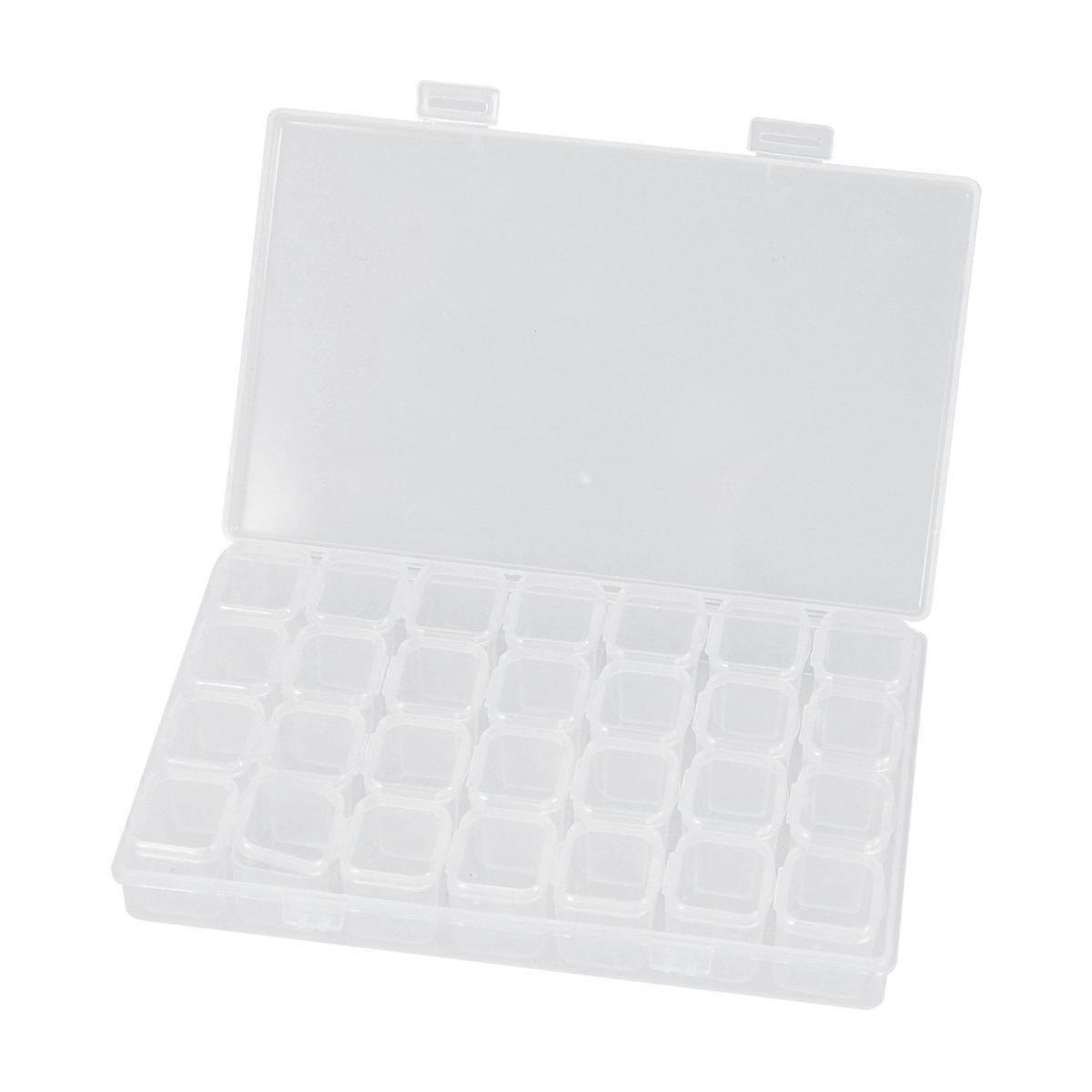 Multi-Functional Clear Plastic Storage Container for Small Articles with 28 Grids Dustproof Design in White 1Pcs