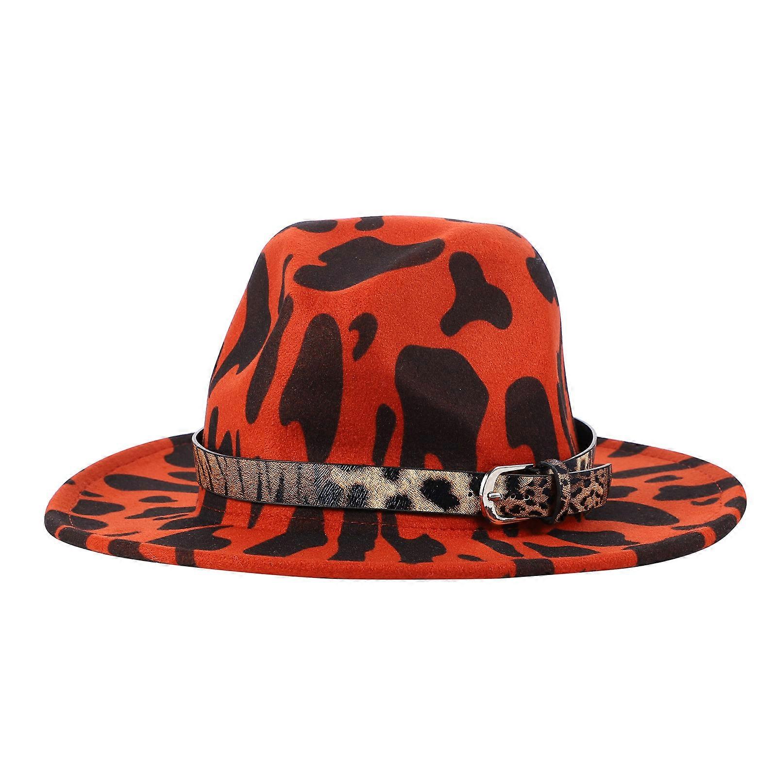 Leopard Party Hat Flat Belt Hat for Decoration Use 1Pcs Stylish Red Felt