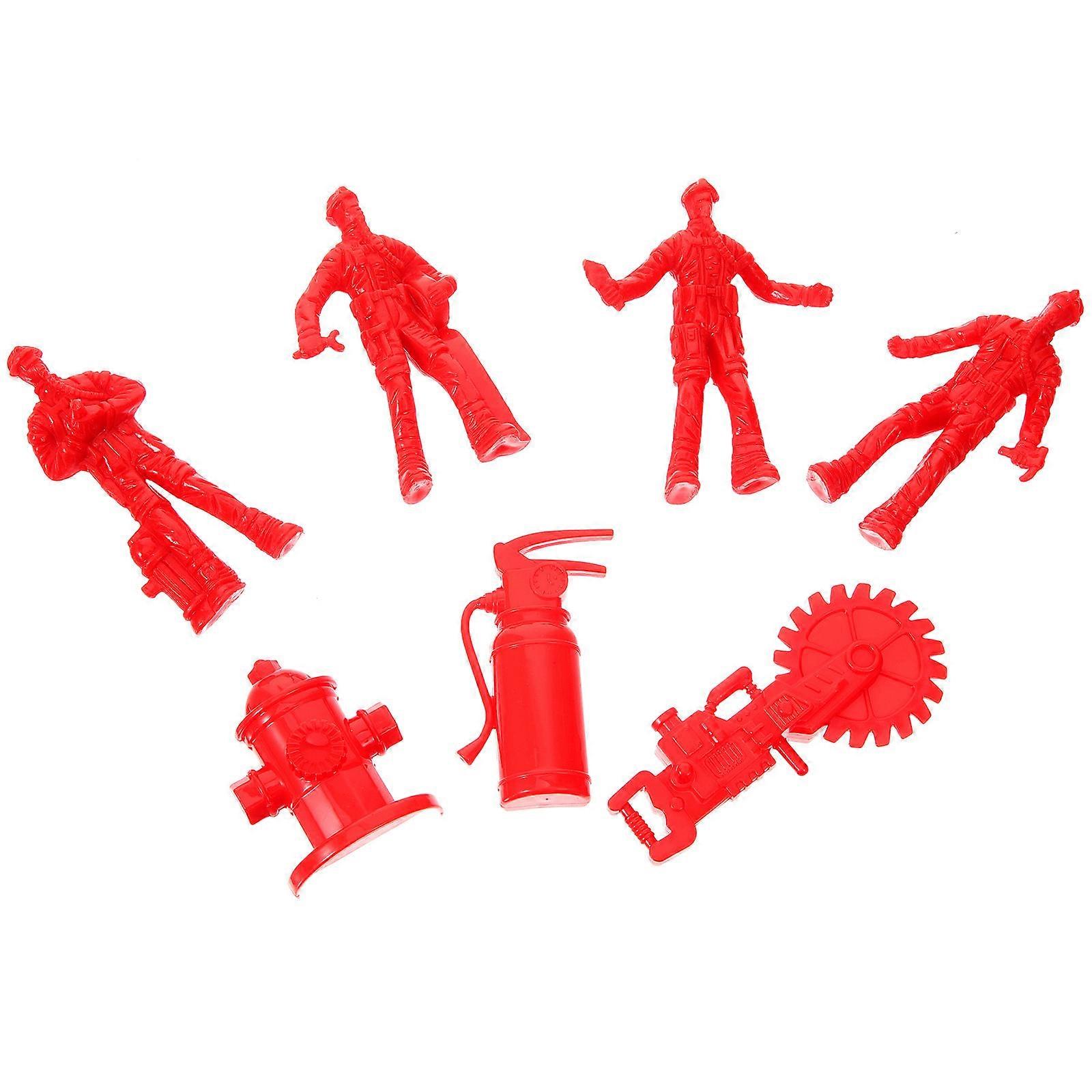 Fireman Toys Decorative Firemen Figures for Decor 1Set Plastic Miniature Models