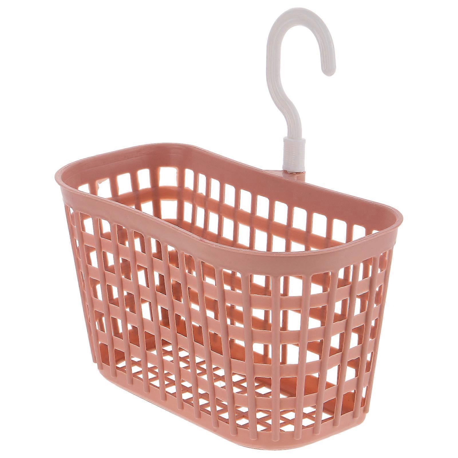 Wall Hanging Baskets Plastic Storage Hanging Basket Rotatable Hook Bathroom Wall Storage Pink 18*9.5*10.3 Cm Rectangular 1Set