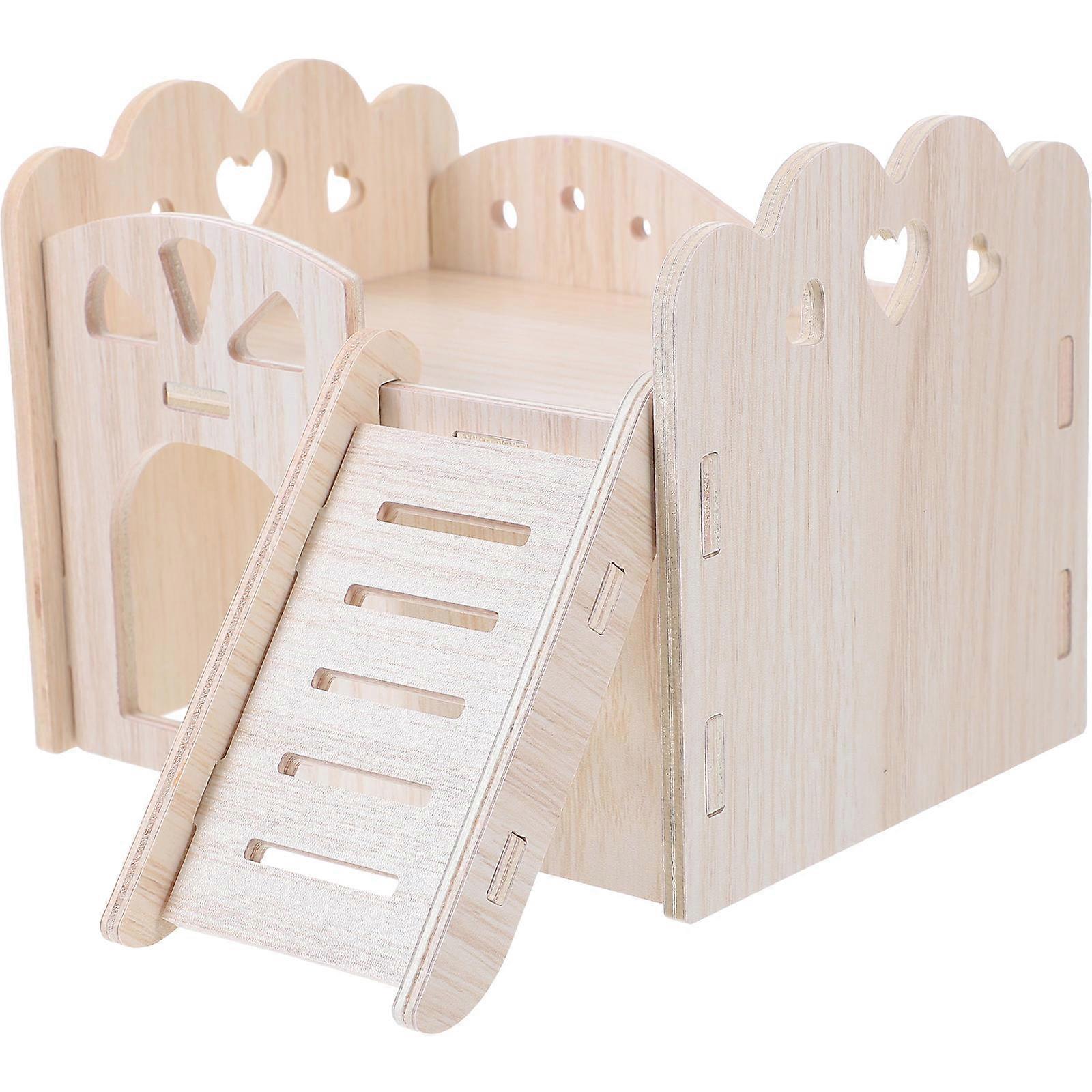 Guinea Pig Wooden Hideout Small Animal House for 2Sets Hamster Hideout