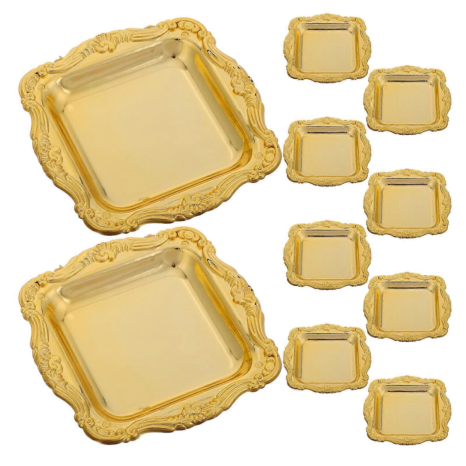 Golden Dessert Plate for Party Square Shape 40Pcs Set