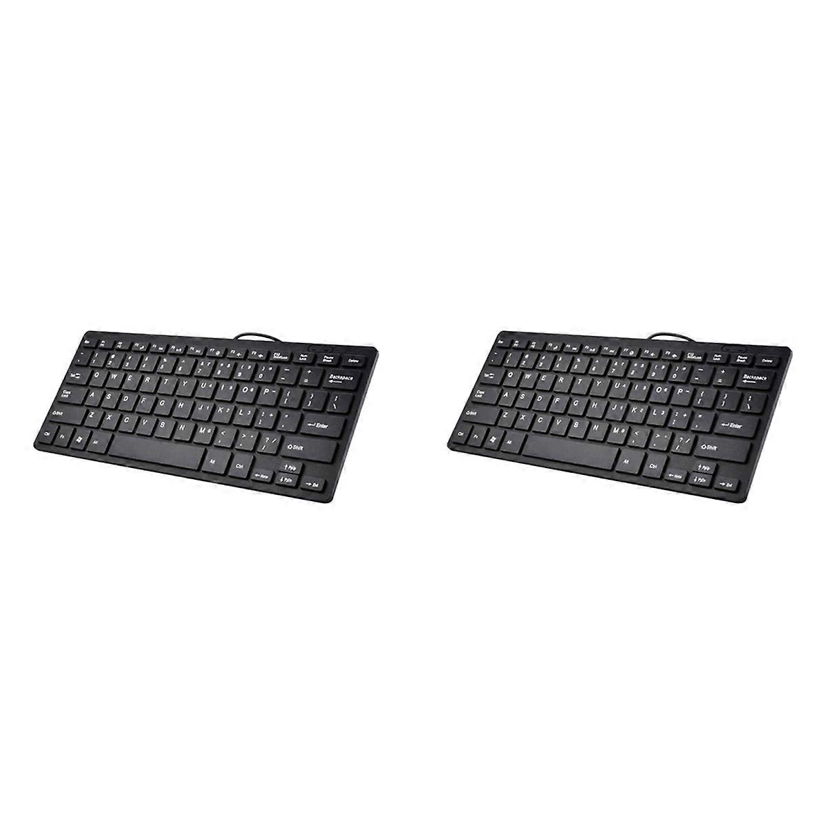 Compact Wired Keyboard USB - Ultra-Thin Keyboard Black