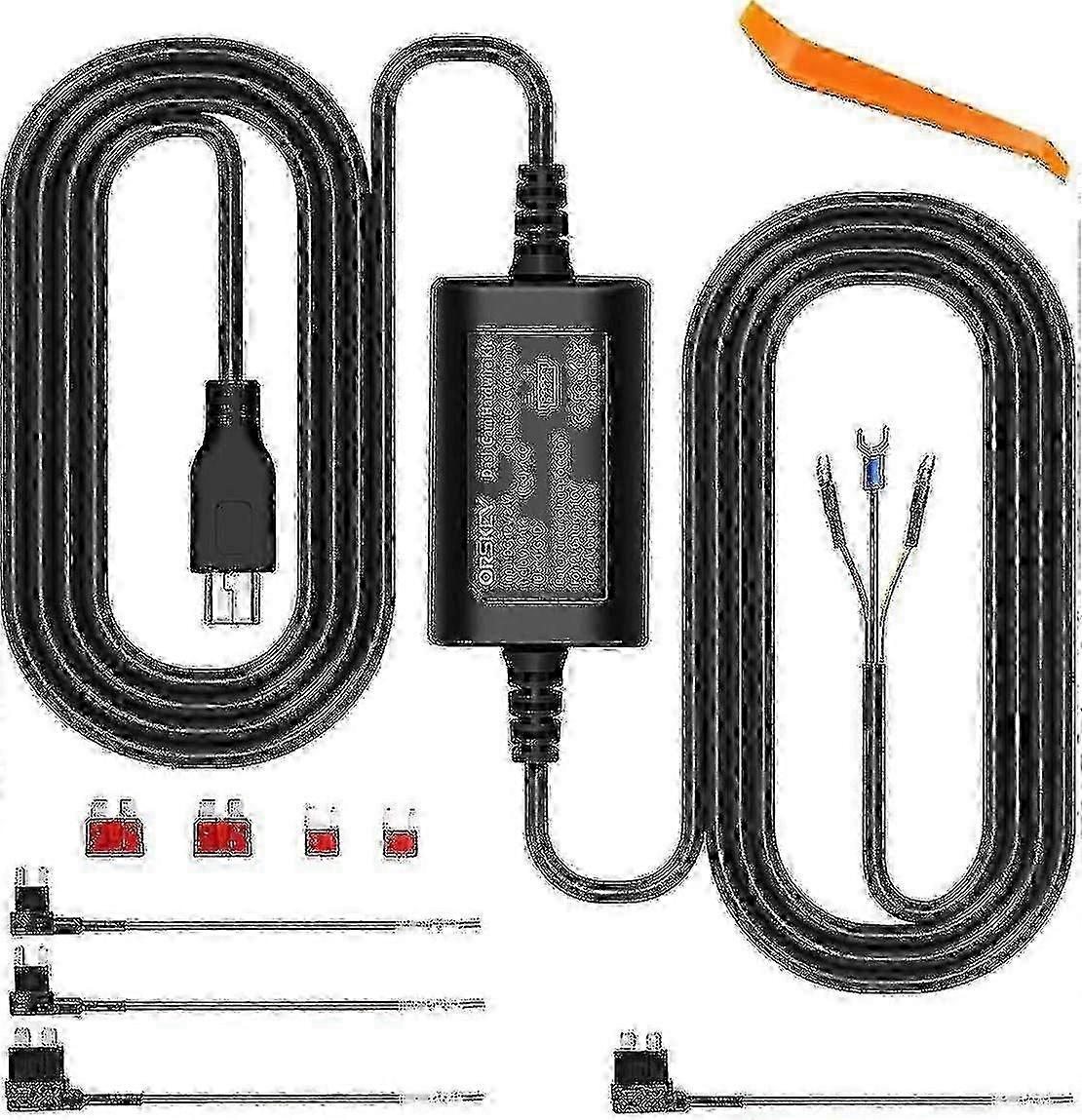 Orskey Dash Cam Hardwire Kit Mini Usb 12v 24v To 5v Car Dash Camera Hard Wire Kit With Real Low Voltage And Sevenfold Safety Protection 0808 Edition 0