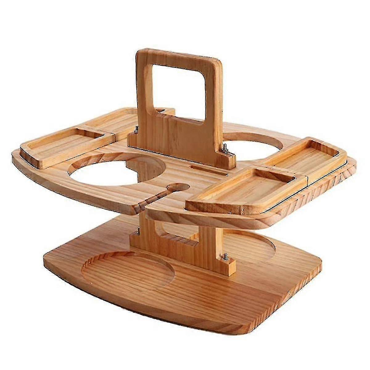 Portable Wine Picnic Table 2 In 1 Wooden Wine Table, Champagne Picnic Snack Table For Camping, Beach