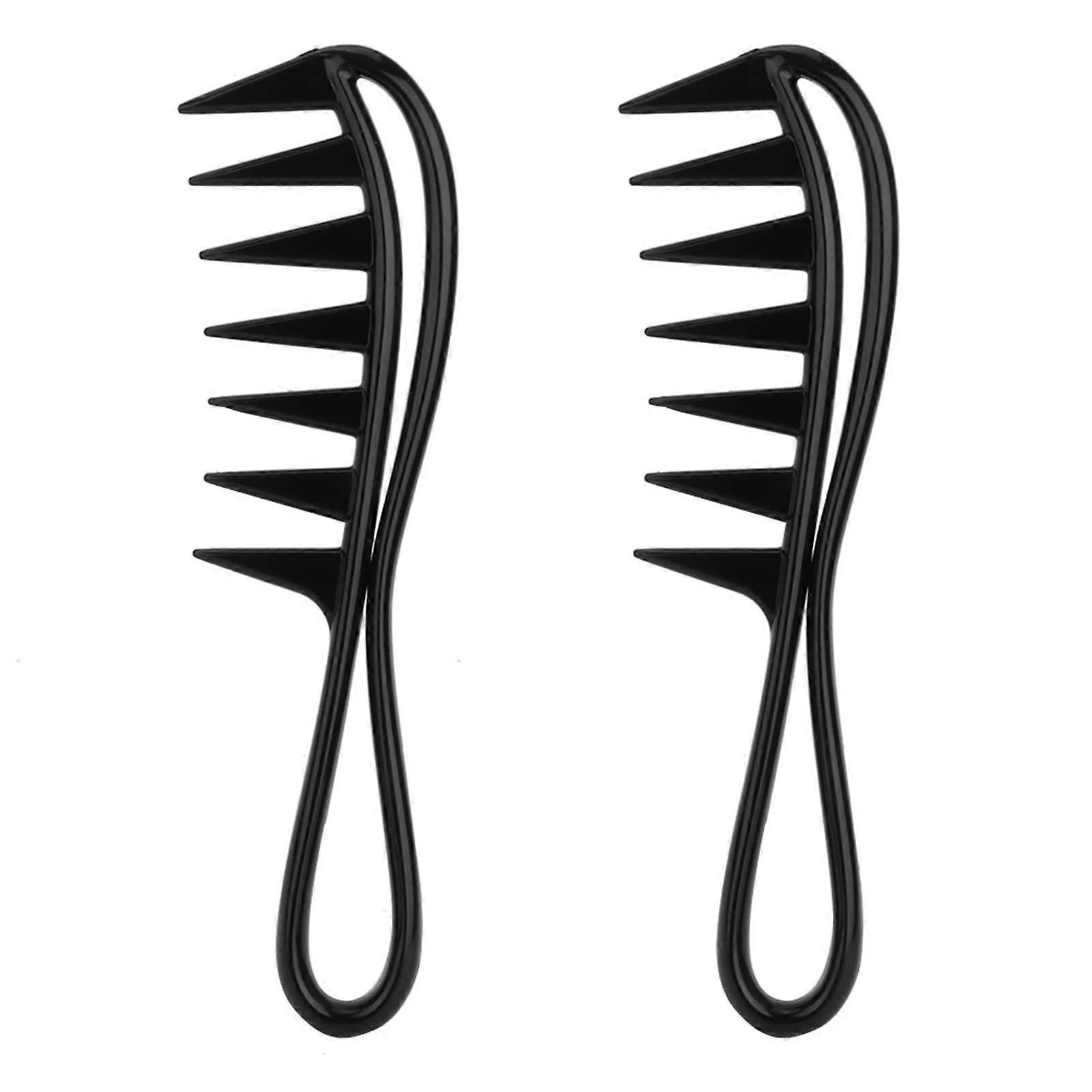 Large Teeth Plastic Detangling Comb 2Piece Set For Hairdressing Tool WideTooth