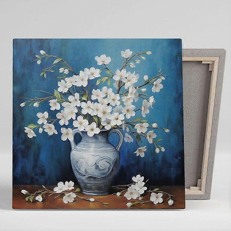 Blomsterblomst i vaseindretning, lærred eller plakat, botanisk skønhed, moderne botanisk kunst, elegant vasedesign, stueindretning-wahahaaa1781