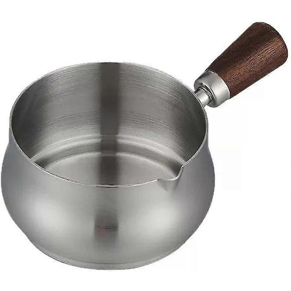 Espresso Measuring Cup,180ML Stainless Steel Espresso Coffee Cup with Wooden Handle for Making Sauce Reheating Soup A