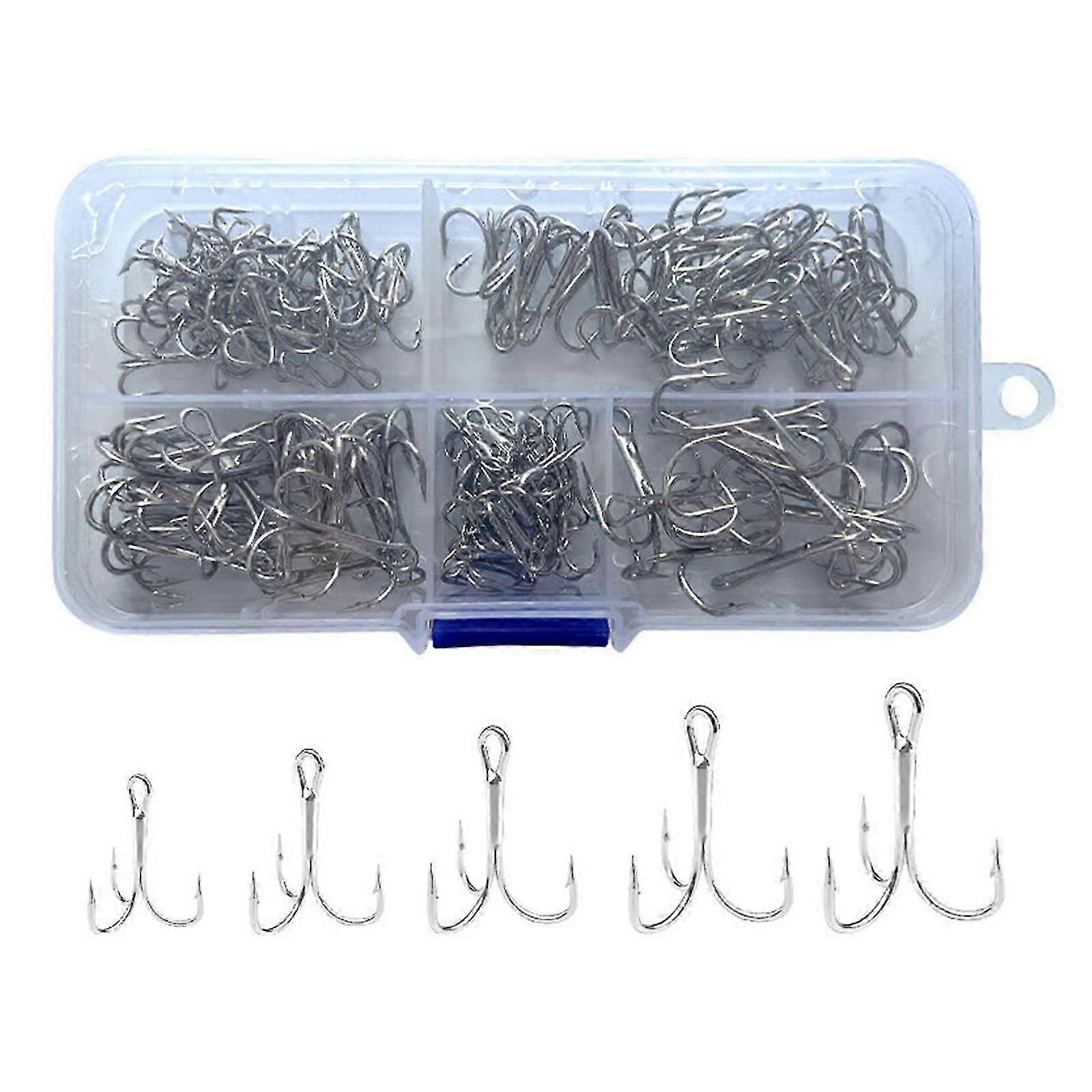 120pcs High Carbon Steel Treble Fishing Hooks Blank Hard Lures Round Bent Treble Artificial Lures Fishhooks Set With Box