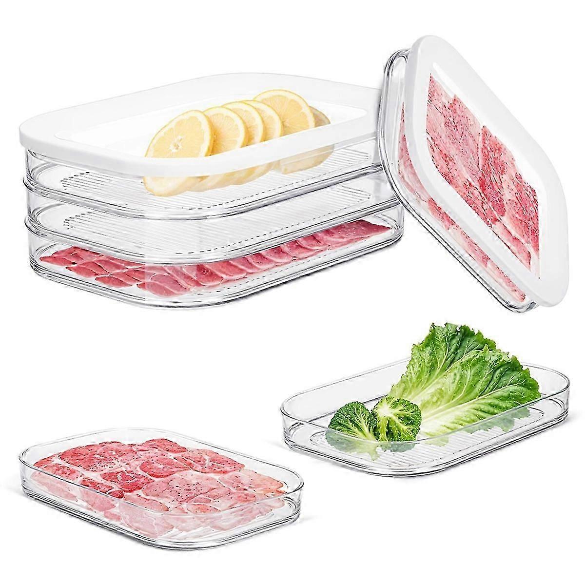 3 Layer Meat Container for Fridge, Stackable Bacon Cheese Container for Refrigerator, Food Storage B