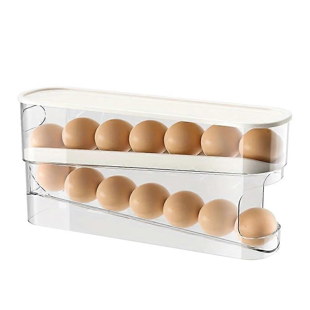 Refrigerator Egg Storage Box Automatic Scrolling Large Capacity Kitchen Egg Organizer Model S Roll Off