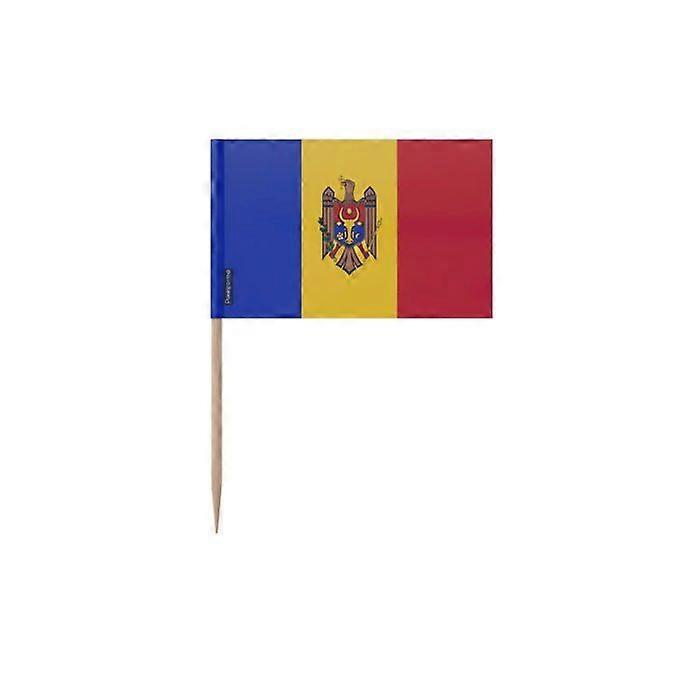 Toothpicks Moldova Flag - 6.5 cm - 100 pieces - Adhesive plastic - Bamboo stick - Pixelforma