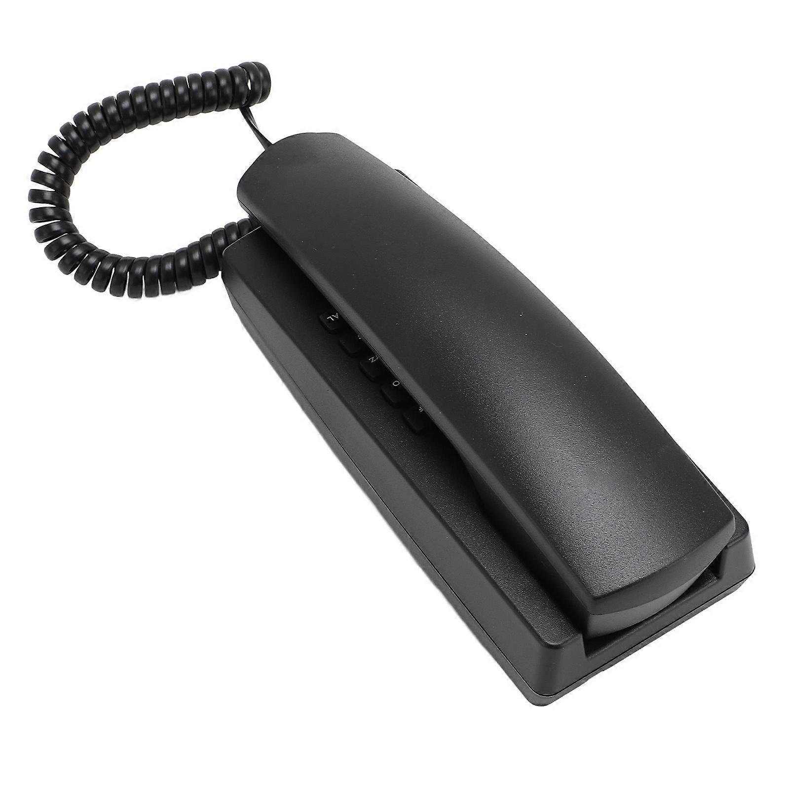 Corded Phone ABS Wall Mounted Landline Telephone with Volume Control Mute and Redial Function for Office Hotel Black 