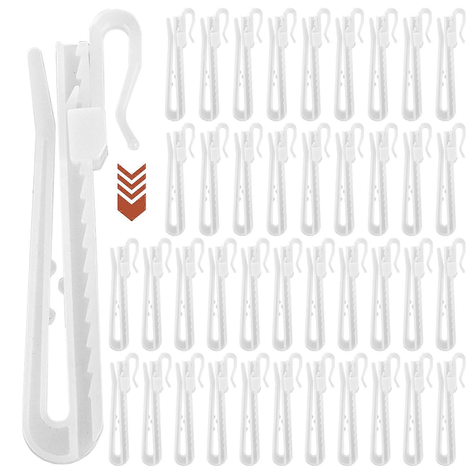 150PCS Plastic Curtain Hooks With Adjustable Ratchet System Depth Pinch Shower Curtain Hooks For Door And Window 8.5 Cm