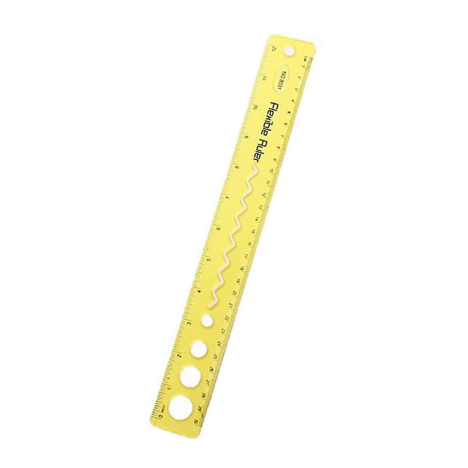 XIUH Soft Flexible Ruler for Kids, Students - Bendable Plastic Ruler with Inch & CM, Solid Color - Compatible with School, Home, Office (B)