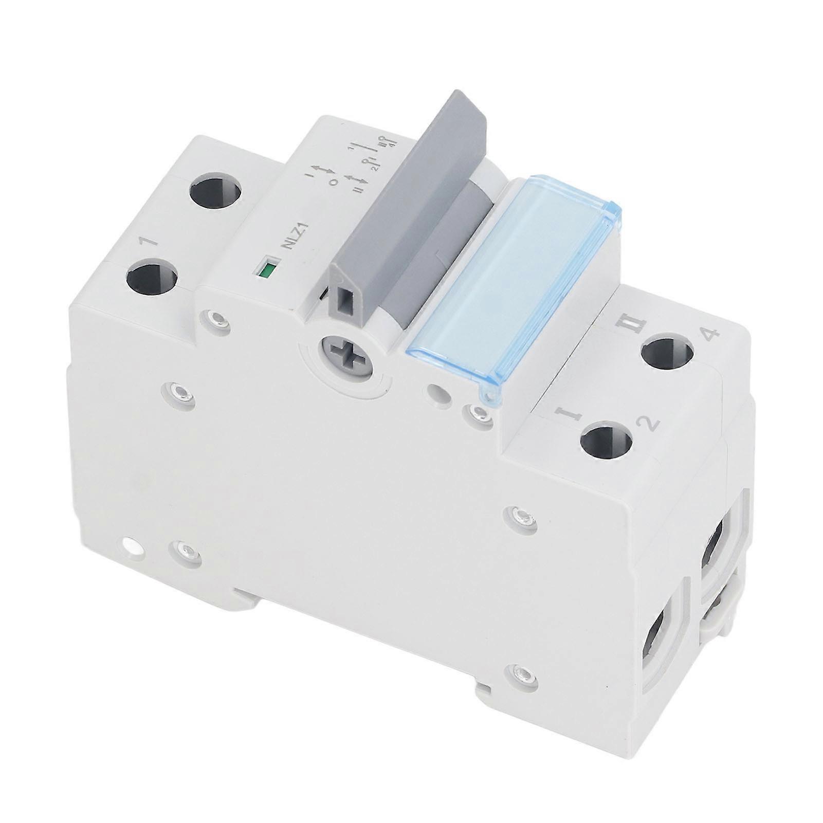 Dual Power Manual Transfer Switch DIN Rail Mounting Single Side Interlock 1P Home Transfer Switch 230VAC 63A