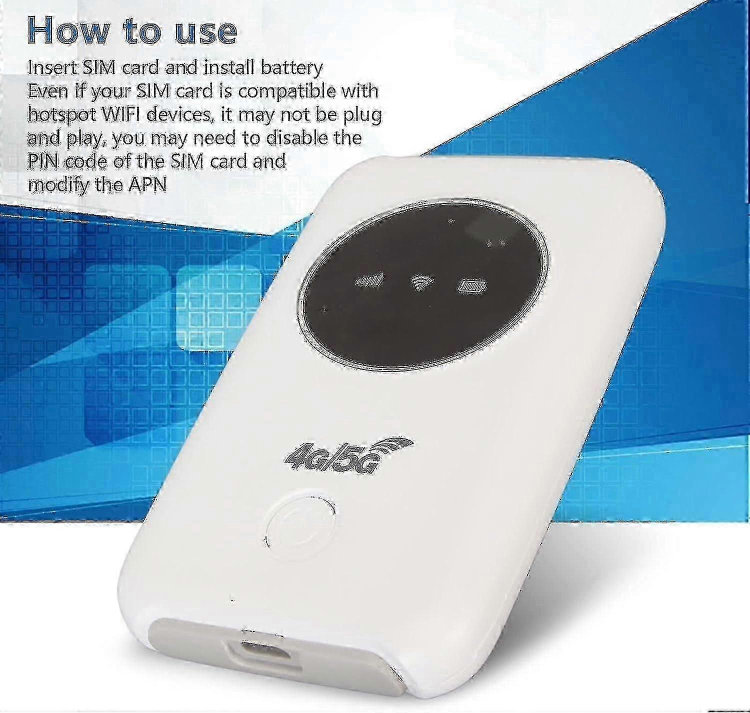 4G LTE Unlocked 5G WiFi Hotspot Device 300Mbps Router SIM Card Slot Mobile Router Bui