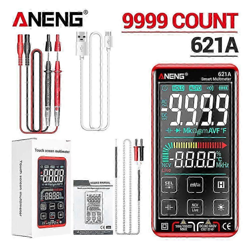 621A Smart Digital Multimeter Touch Screen Multimetro Tester transistor 9999 Counts True RMS Auto Range DC/AC 10A Meter