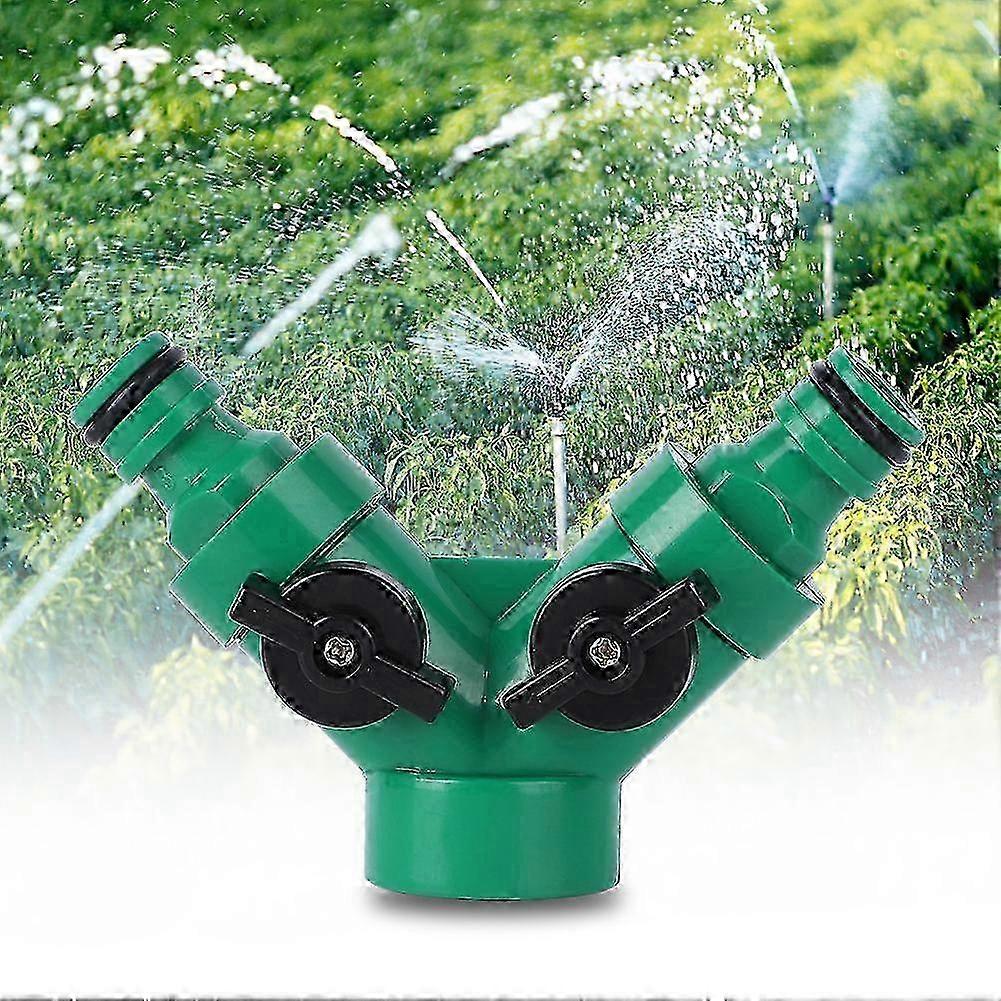 Two Way Pipe Divider Hose Splitter Garden Water Tap Adapter With Valve