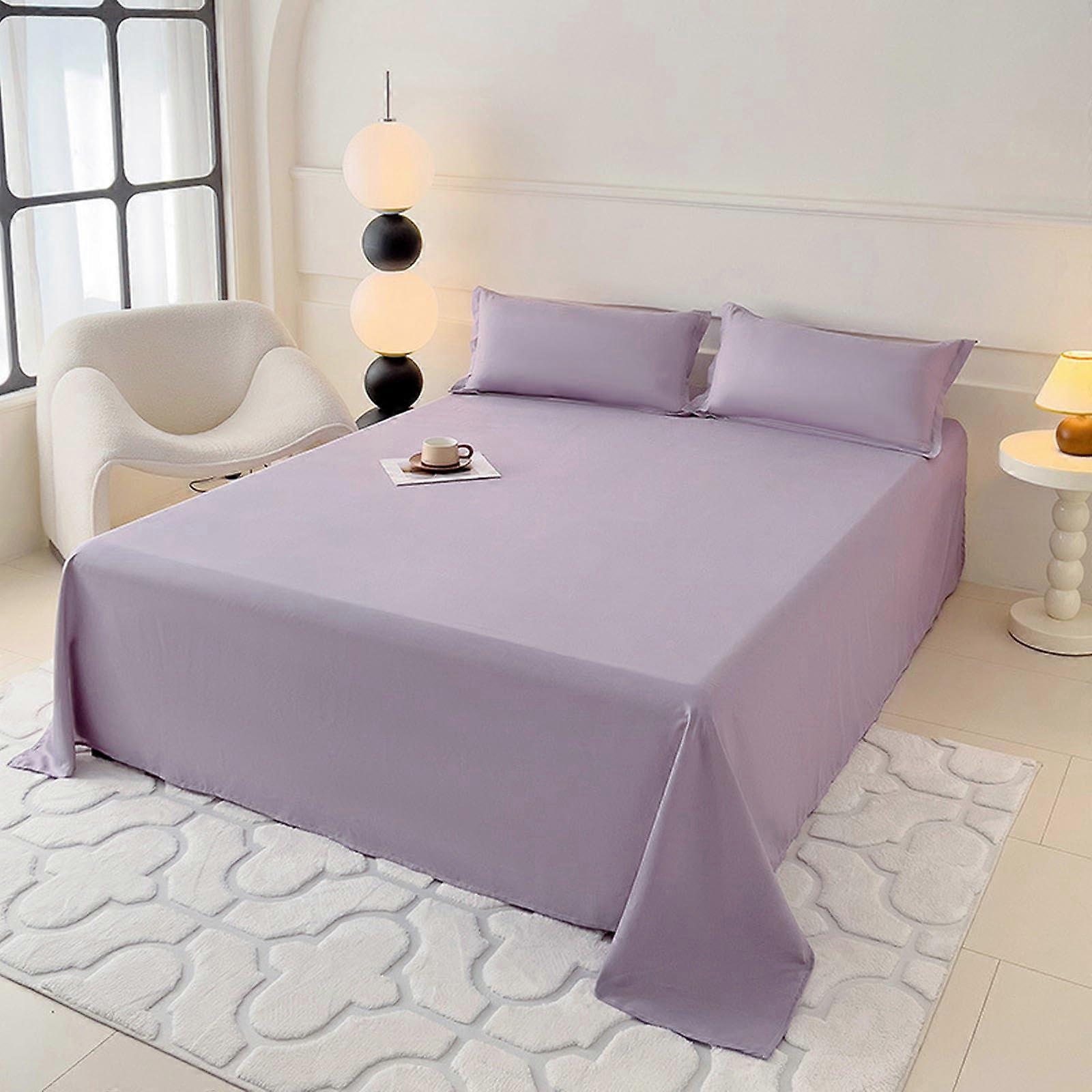 Cotton Flat Sheet Bedding Set 180x230cm with Pillowcase Soft Durable AntiWrinkle Fade Resistant for Comfortable Sleep