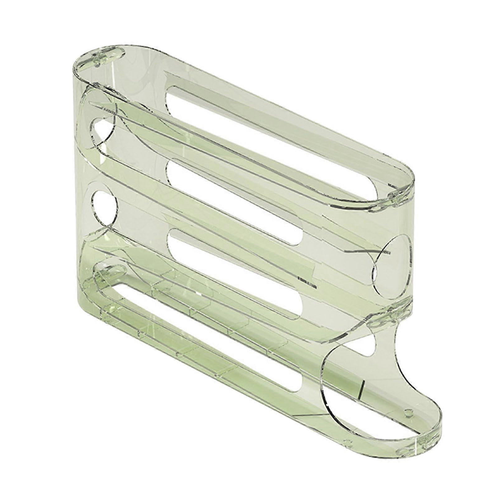 Egg Storage Box Clear Large Capacity Refrigerator Egg Dispenser Automatic Roller Green