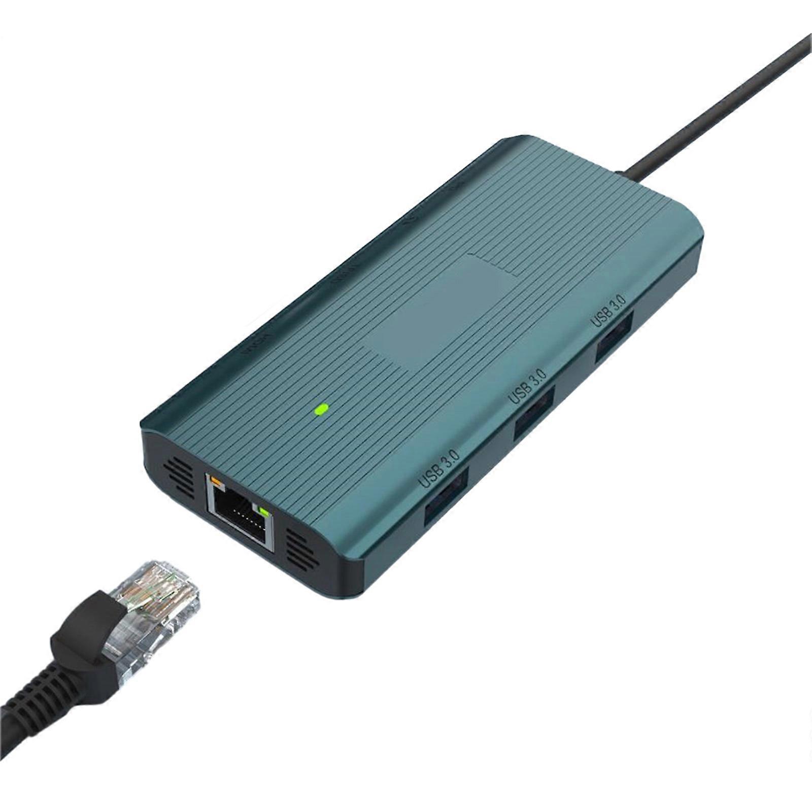 UC961 9v1 USB C Hub Type-C adaptér s 1000M Ethernetem, 100W PD nabíjením, 3 USB porty, 4K30Hz HDTV čtečka karet, vícebarevný