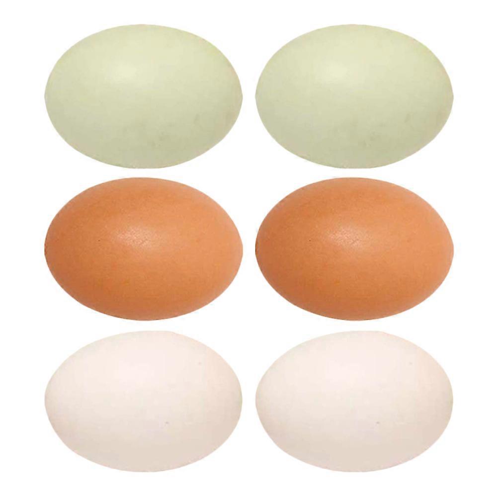 Wooden Simulation Chicken Eggs for Easter Decoration 6Pcs Handcrafted Fake Eggs