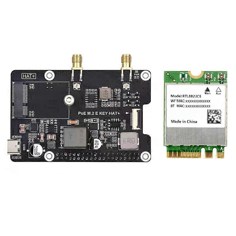 Raspberry Pi 5 PCIe-hez M.2 E KEY-hez PoE HAT+ bővítőkártyával