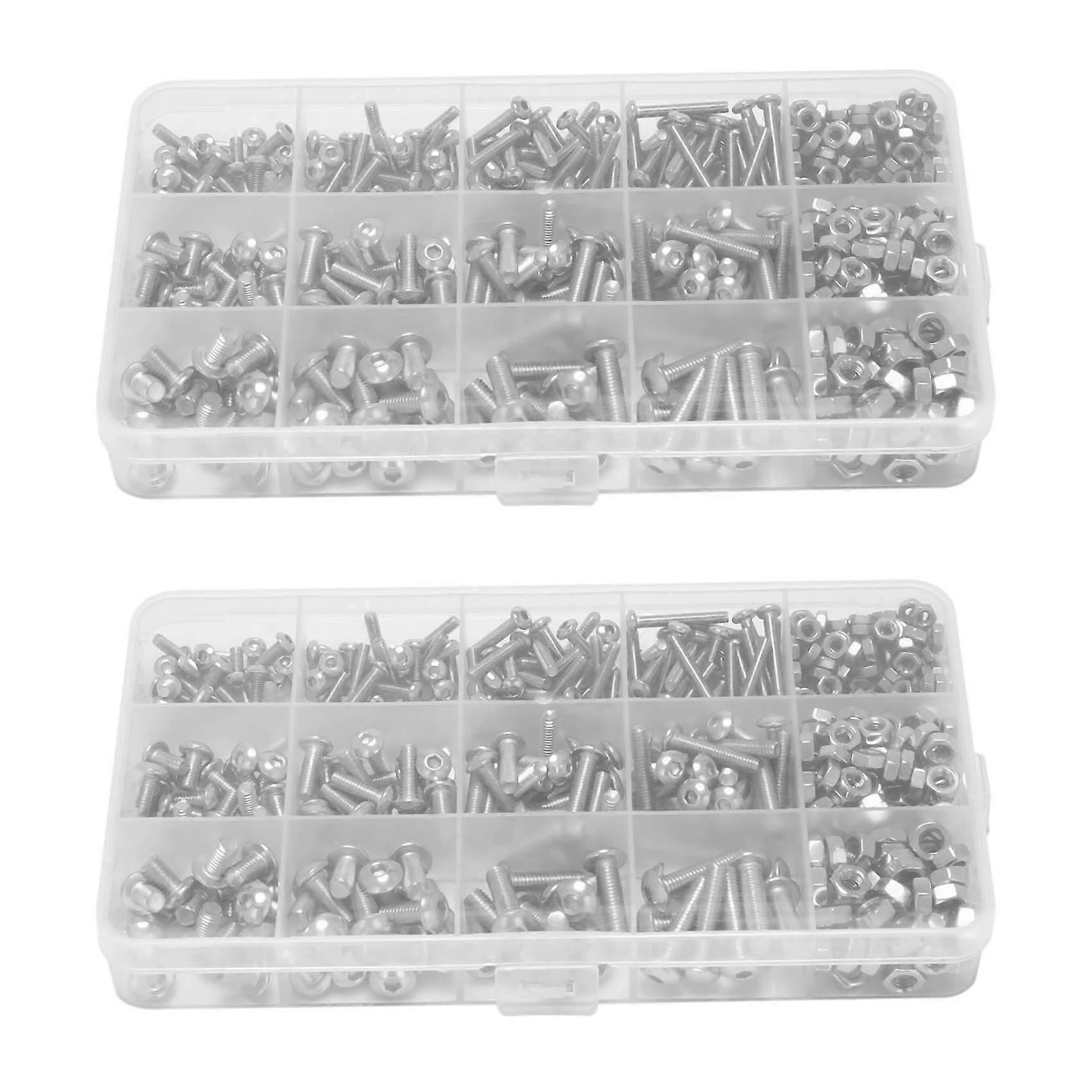 2 set Screw and Nut Kit,Machine Screw and Nut Kit, M3 M5 Stainless Steel Button Head Hex Socket Head