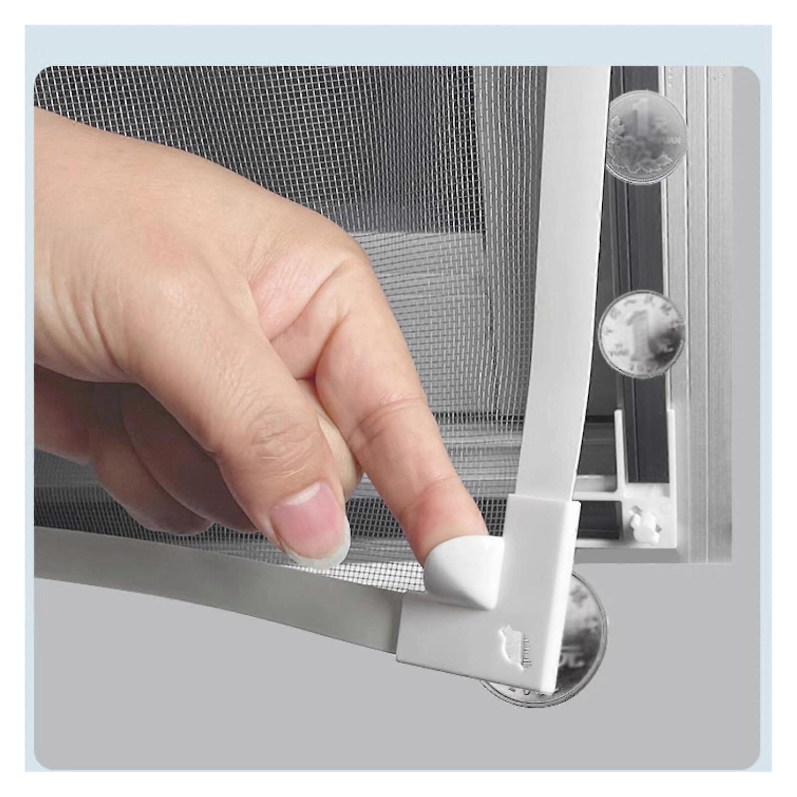 Adjustable Magnetic Window Screen with Full Frame Seal, DIY Grey Mesh 60x130cm for Insect Protection