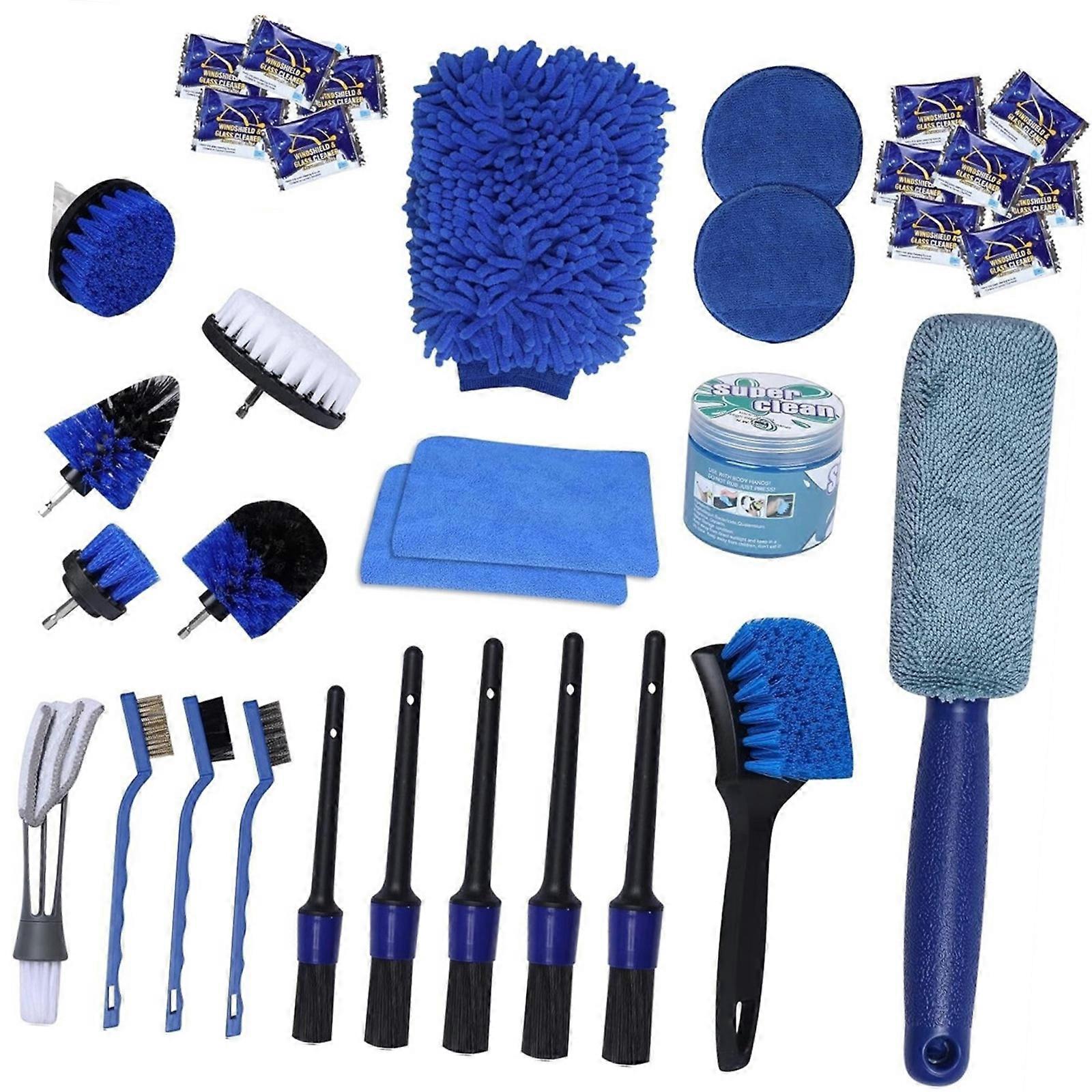 Sada na detailing auta Čisticí sada Kartáč, houba, jelenice, detailingové kartáče a příslušenství Vícebarevná