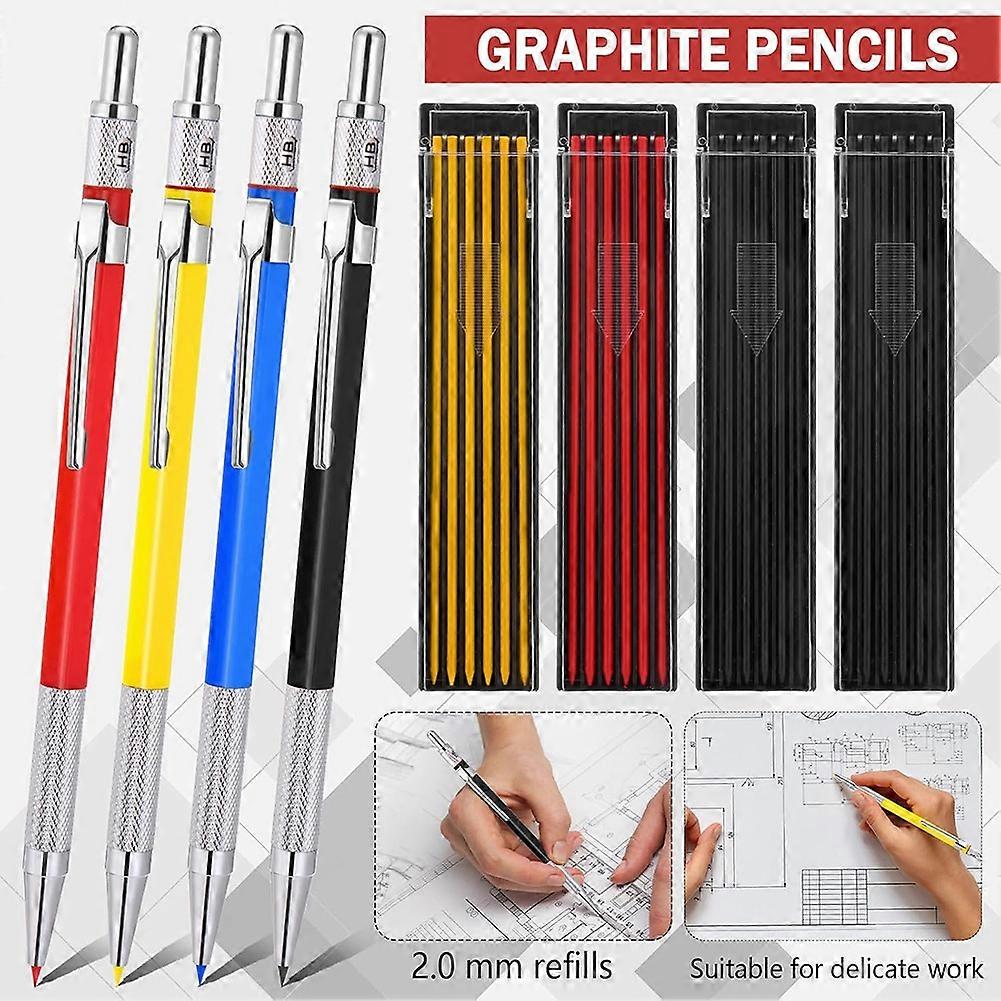 1 Set Mechanical Carpenter Pencil Set with 78 Pencil Refills and Sharpener, Mechanical Pencils,Deep Hole Long-Nib Marker