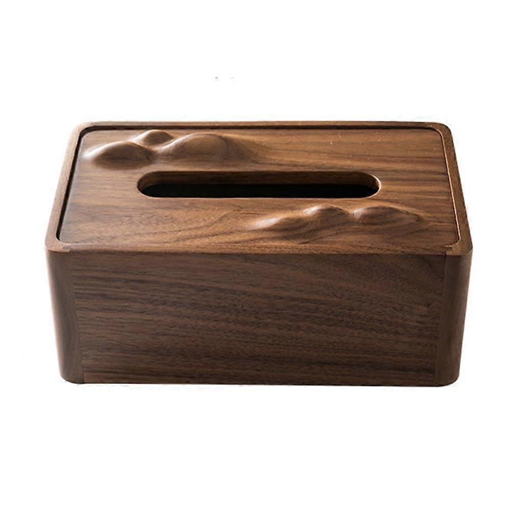 Multifunctional Wooden Desk Organizer with Drawer and Tissue Box for Home and Office Storage