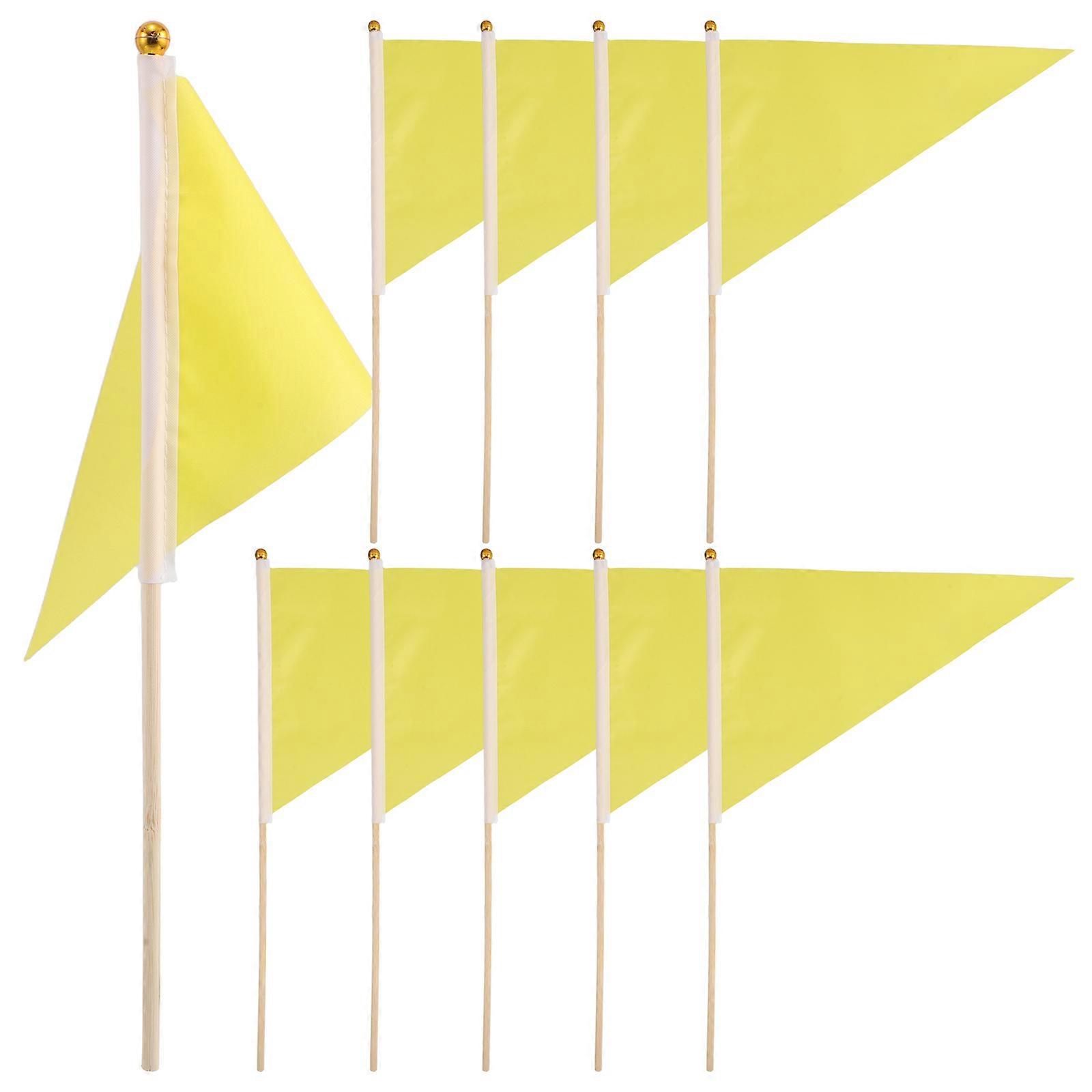 Outdoor Bamboo Pole Triangle Flags for Team Building 10Pcs Yellow