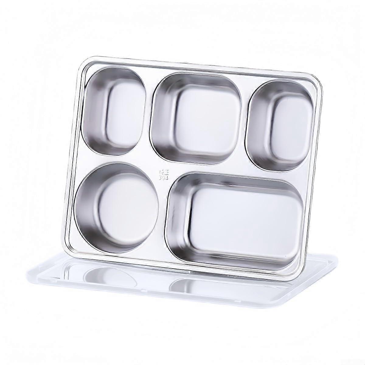 Stainless Steel Snack Containers with 5 Compartments, Clear Lids, Stackable Lunch Box for Fresh Food Storage